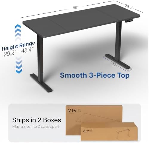 VIVO Black 60 x 30 in Standing Desk, DESK-KIT-1B6B-30