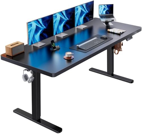 HUANUO 71 x 30 Inch Large Electric Standing Desk, Brushless Motor, Black