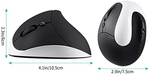 AURTEC Left-Handed Mouse, Rechargeable 2.4G Wireless Ergonomic Vertical Mice with USB Receiver, 6 Buttons and 3 Adjustable DPI 800/1200/1600 for Left Hand, White