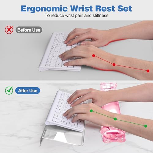 16.9inch Computer Keyboard Stand for Desktop,Gel Keyboard Wrist Rest Set