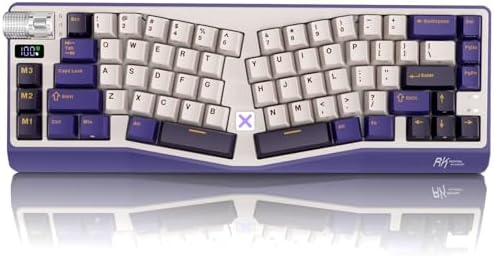RK ROYAL KLUDGE A70 Wireless Ergonomic Keyboard, 65% Alice Split Mechanical Keyboard w/Bluetooth/2.4GHz/Wired, RGB Gaming Keyboards with Knob and Gasket Mount, Hot Swappable Pre-lubed Linear Switches
