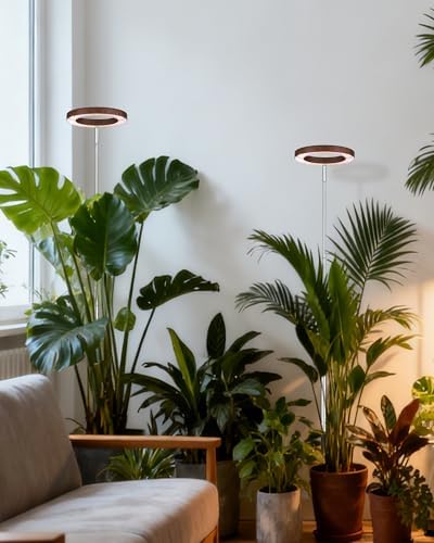 yadoker Grow Light for Large Indoor Plants, Full Spectrum LED Plant Light, Height Adjustable for Tall Plants, Auto On/Off Timer, 5V Safe Low Voltage Walnut Grain Grow Lamp for Home & Office