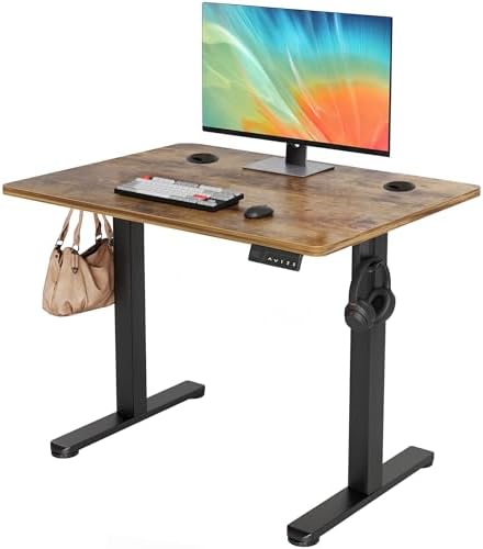 YDN 32 x 19 Inch Rustic Brown Electric Standing Desk