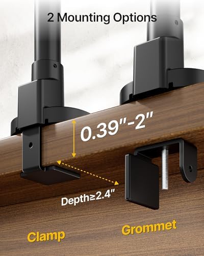 monTEK Dual Monitor Arm, Vertical Stackable 17–40" Full Motion with USB