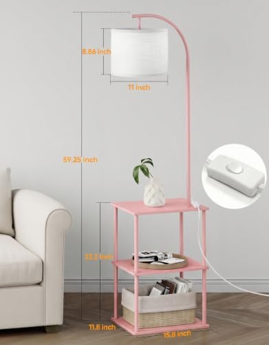 Floor Lamp with Table 2-Pack, Nightstands End Side Table for Living Room
