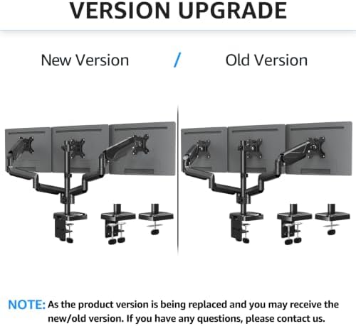MOUNTUP Triple Monitor Mount, Triple Monitor Desk Mount for Max 27 inch Computer Screens, 3 Monitors Stand for Desk, Monitors Arm with Swivel, Tilt, Rotation, Each Arm Holds 4.4-19.8 lbs