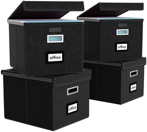 File Organizer Box with Lids, Collapsible File Folder Organizer