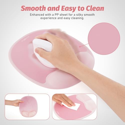 Ergonomic Mouse Pad for Vertical Mouse, Memory Foam(Blush Pink)