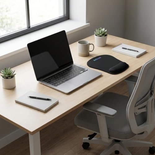 Ergonomic Mouse Pad with Wrist Support, Memory Foam Mousepad for Laptop Computer PC Mac Gaming Office, Non Slip Rubber Base, Comfortable Wrist Rest for Home Work Desk