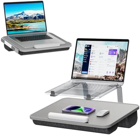 V-Hold Laptop Lap Desk with Foldable Stand, Lightweight Laptop Stand for Bed, Fits up to 15.6" Laptops & MacBook, Lightweight Lap Tray Table with Pillow Cushion for Bed & Couch