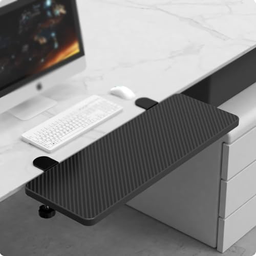 90° Foldable Desk Extender Armrest Shelf, Extended Desktop and Space Saver, Clamp-On Keyboard Drawer Tray, with Steel Bracket, Computer Elbow Arm Support(24x75cm(9.4x29.5in))