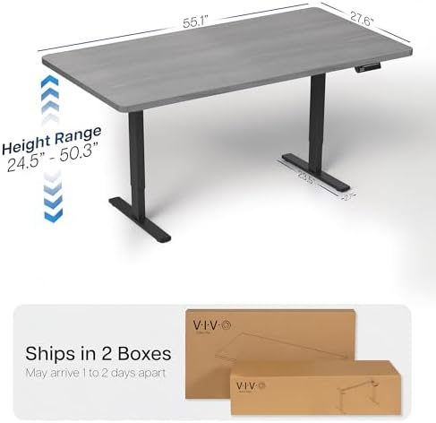 VIVO Dark Gray 55 x 28 in Standing Desk, DESK-KIT-2B55G