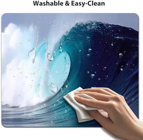 9.5x7.9 Inch Office/Gaming Mouse Pad, Powerful Curl Ocean Wave in Turquoise Blue Tropical Seascape, Cute Anti-Slip Mat for Desk Decor