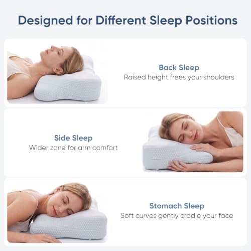 Cervical Neck Pillow, Memory Foam Contour Pillow, Queen