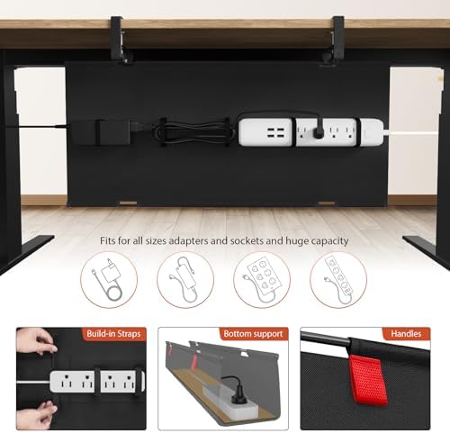 Univivi No Drill Under Desk Cable Management Tray, 28 inch Cable Management
