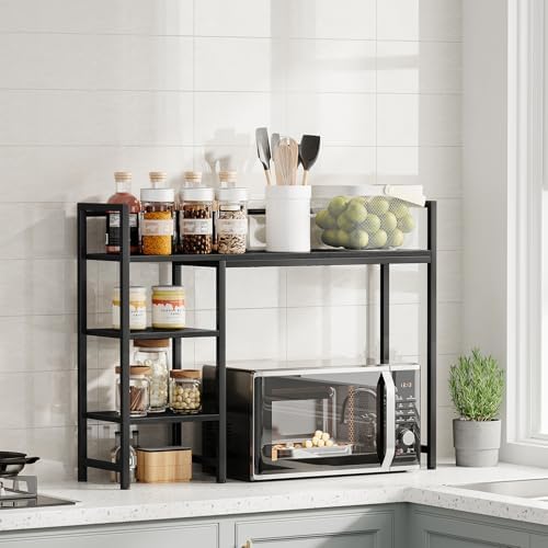 Snughome Desk Shelf, 38.6" Desk Hutch for Computer Monitor, Desktop Organizer Shelf, 4 Tier Desk Display Rack, Wood Desktop Bookshelf Storage Rack for Home Office Dorm, Black