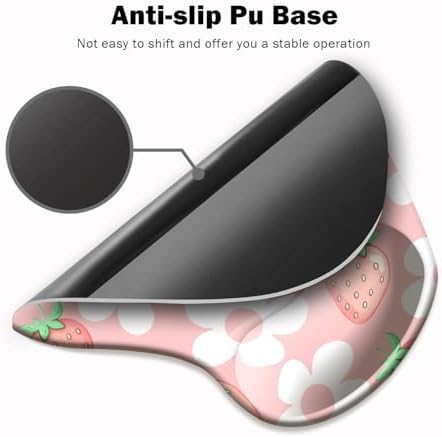 Ergonomic Mouse Pad with Wrist Support,Mouse Pad with Wrist Rest and Coaster Set,Office Supplies Non-Slip Mouse Pads for Desk, Non-Slip Comfortable,Pink Floral