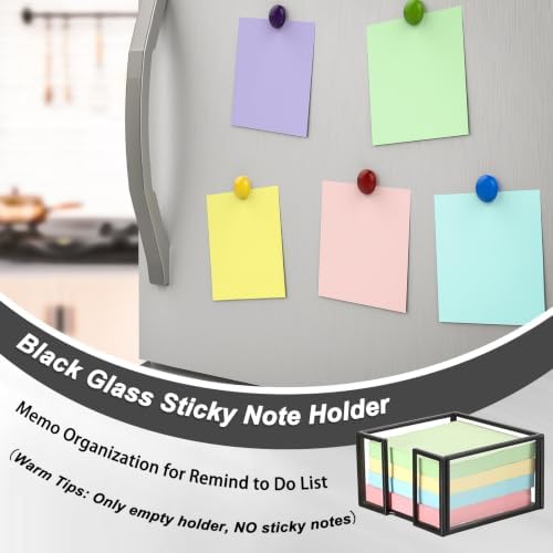BTSKY Metal Glass Sticky Note Holder for 3x3 Inch Sticky Notes