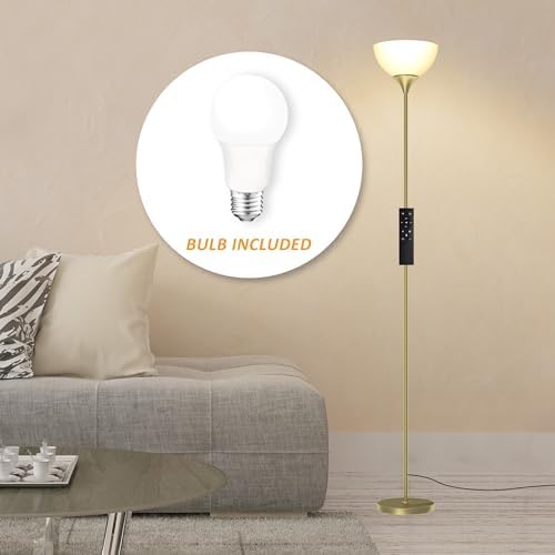 PESRAE Floor Lamp, Remote Control, Stepless Brightness & Color Temperature