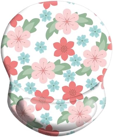 Ergonomic Mouse Pad with Wrist Support, Pain Relief Comfort Wrist Rest Pad with Non-Slip PU Base for Gaming, Home, Office & Travel (Colorful Flowers)