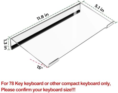 Egchi Small Computer Keyboard Stand, 11.8 x 5.1 Inch- Keyboard Tray for 78 Keys Keyboard, Acrylic Keyboard Riser Lift for Desk, keyboard Holder for Mini Computer Keyboard & Apple Magic Keyboard -Clear