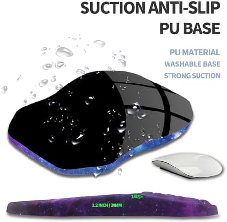 Ergonomic Raised Mouse Pad Wrist Support with Bilateral Slope Memory Foam Mousepad for Wrist Rest and Carpal Tunnel Pain Relief 11.8x7.9〃Galaxy