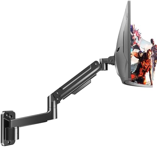 Monitor Wall Mount fits 22"-49" Ultrawide Flat & Curved Screens, Heavy Duty Single Monitor Wall Arm Holds 2.2 to 44 lbs, Full Motion Adjustable Wall Bracket, VESA Mount 75x75mm/100x100mm