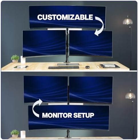 VIVO Triple Monitor Desk Mount, 32 to 49 inch Ultrawide Screens, One Fixed Screen and Two Mechanical Arms for Gaming and Office Setups, Max VESA 100x100, Holds up to 83.6 lbs, Black, STAND-V123TG