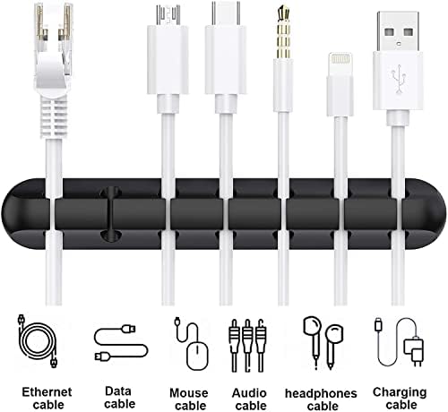 SOULWIT 3 Pcs Silicone USB Cable Holder Clips, Self Adhesive - Black