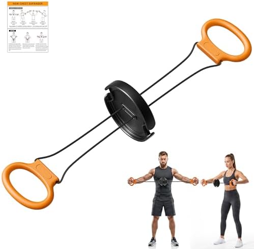 Portable Chest Expander and Upper Body Workout Equipment, Adjustable Resistance Band with Twisting Tension Dial, Arm Exerciser and Chest Fly Machine for Home Gym Strength Training