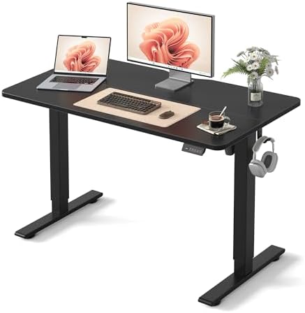 FEZIBO 48" Electric Standing Desk Height Adjustable Desk, Black