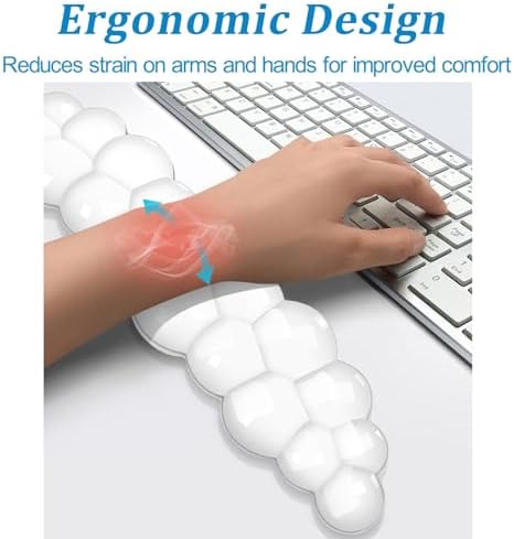 Gel Cloud Keyboard and Mouse Wrist Rest, Clear Cloud Wrist Rest for Keyboard, Cute Ergonomic Cloud Wrist Support for Typing Pain Relief, Green Cloud Wrist Rest for Office, Gaming, Computer, Laptop