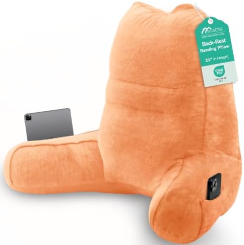 Sasttie Reading Pillow for Bed, Back Pillow for Sitting Up, Orange