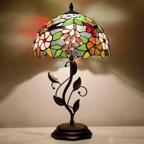 Tiffany Lamp Warm Grape Floral Stained Glass Table Lamp