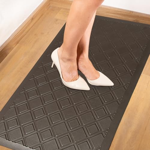 17.3 x 30 Inch Waterproof Anti Fatigue Comfort Kitchen Mat, Thick Non-Slip Standing Desk Mat, Commercial Pads for Offices, Home, Garages