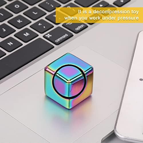 QLKUNLA Fidget Cube Spinner Anti-Anxiety Focusing Fidget Toys EDC Fidgets Spinner 4-in-1 Toy Metallic Focus Toy Cube Finger Top Desktop ADHD Stress Relieve Toys for Kids and Adults (Gold)