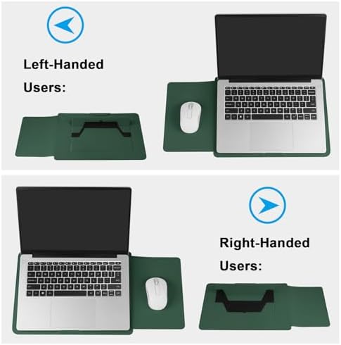 HoYiXi 13.3'' /13.6'' Laptop Sleeve Case PU Leather with Stand Compatible with MacBook Pro 14/MacBook Air 13(M1 M2)/ASUS Vivobook 14/Dell XPS 13/ASUS Matebook,13-14'' Laptop Bag,Dark Green