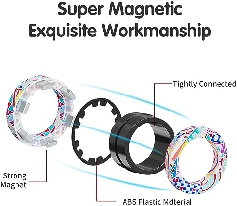 9Pcs Magnetic Rings Fidget Toys Adult Set, Idea ADHD Fidget Stress Toy Pack,Fidget Spinner Rings for Anxiety Relief Therapy Toys for Boy and Girl Ages 8-13,Teens Gift Easter Basket Stuffers