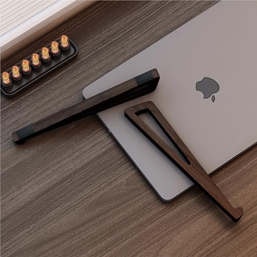 Bamboo Laptop Stand for Desk – Ergonomic, Space-Saving, Lightweight Stand for Laptops, iPads, and Tablets (Brown)