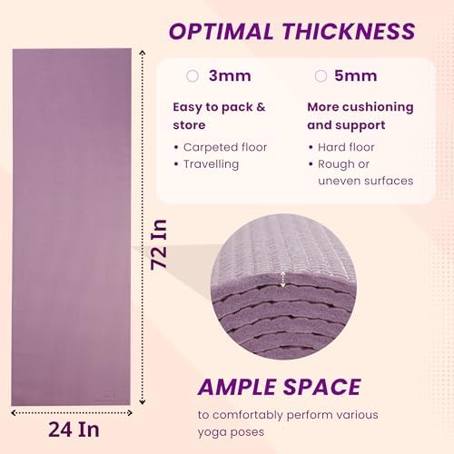 Everyday Yoga Deluxe Mat, Spacious 72"x24" Non-Slip, 3-5mm Extra Thick