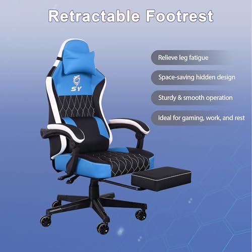 Gaming Chair,Video Game Chair with Footrest and Massage Lumbar Support