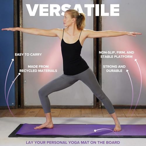 Yoga Mat Support Board – Portable Yoga Platform for Carpet, Grass & Uneven Surfaces – Indoor/Outdoor Stability Base for Yoga, Pilates & Barre – Thick, Durable, Lightweight – 73" x 28.75", Black