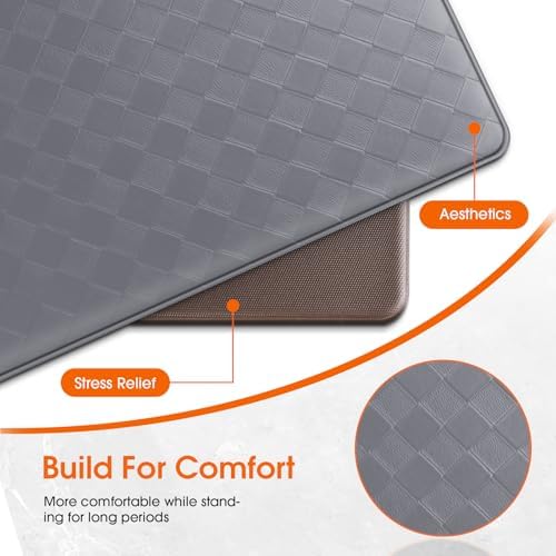 TranquilRelax Kitchen Mats, Cushioned Mats with Extra-Long Runner, Grey
