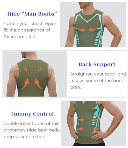 Compression Shirt Men Slimming Body Shaper Vest Crewneck Workout Tank Top