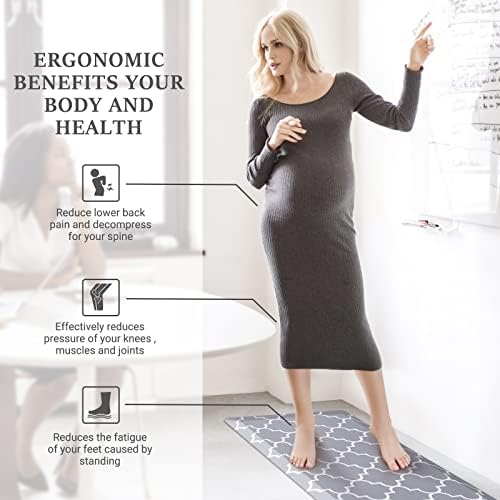 WISELIFE Anti Fatigue Mats for Kitchen Floor, 17.3" x 28", 4/5 Inch, Grey