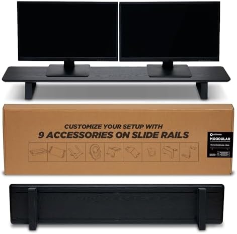 ULTRARM Moodular Wooden Monitor Stand Desk Organizer, Large 45.6" Black