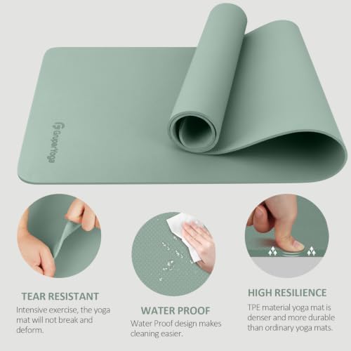 Gruper Yoga Mat Non Slip, Anti-Tear Workout Mat with Carrying Strap and Bag