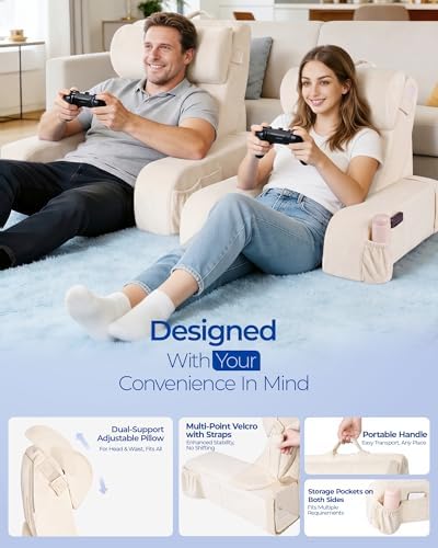 Kayfia Reading Pillow, 30-90° Stepless Adjust Angle & Height, Large, White