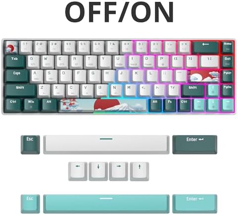 surmen Wireless 65% Mechanical Keyboard Hot Swappable, 68 Keys Bluetooth Gaming Keyboard with Quiet Linear Yellow Switch for PC Mac Gamer(Gateron Yellow, Forest 68)