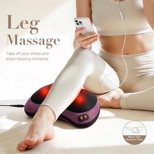 Papillon Back Massager with Heat,Shiatsu Pillow for Body Pain Relief Purple